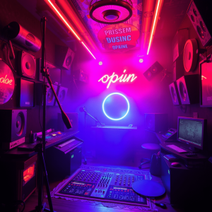color of rage opium music neon lights dark environment studio