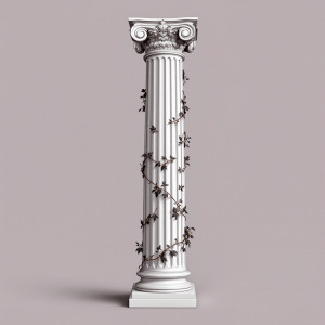square fluted indoor column with vine detail