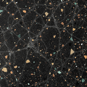 albedo of dark black terrazzo with brown and green glass inside