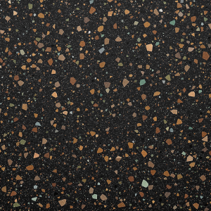 albedo of smooth dark black terrazzo material with brown and green glass inside
