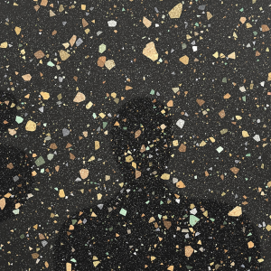albedo of smooth dark black terrazzo with brown and green glass inside